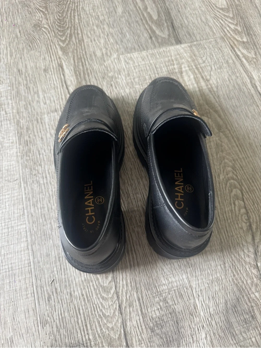 CHANEL Black Quilted Leather Loafers. Fall 2023 collection.